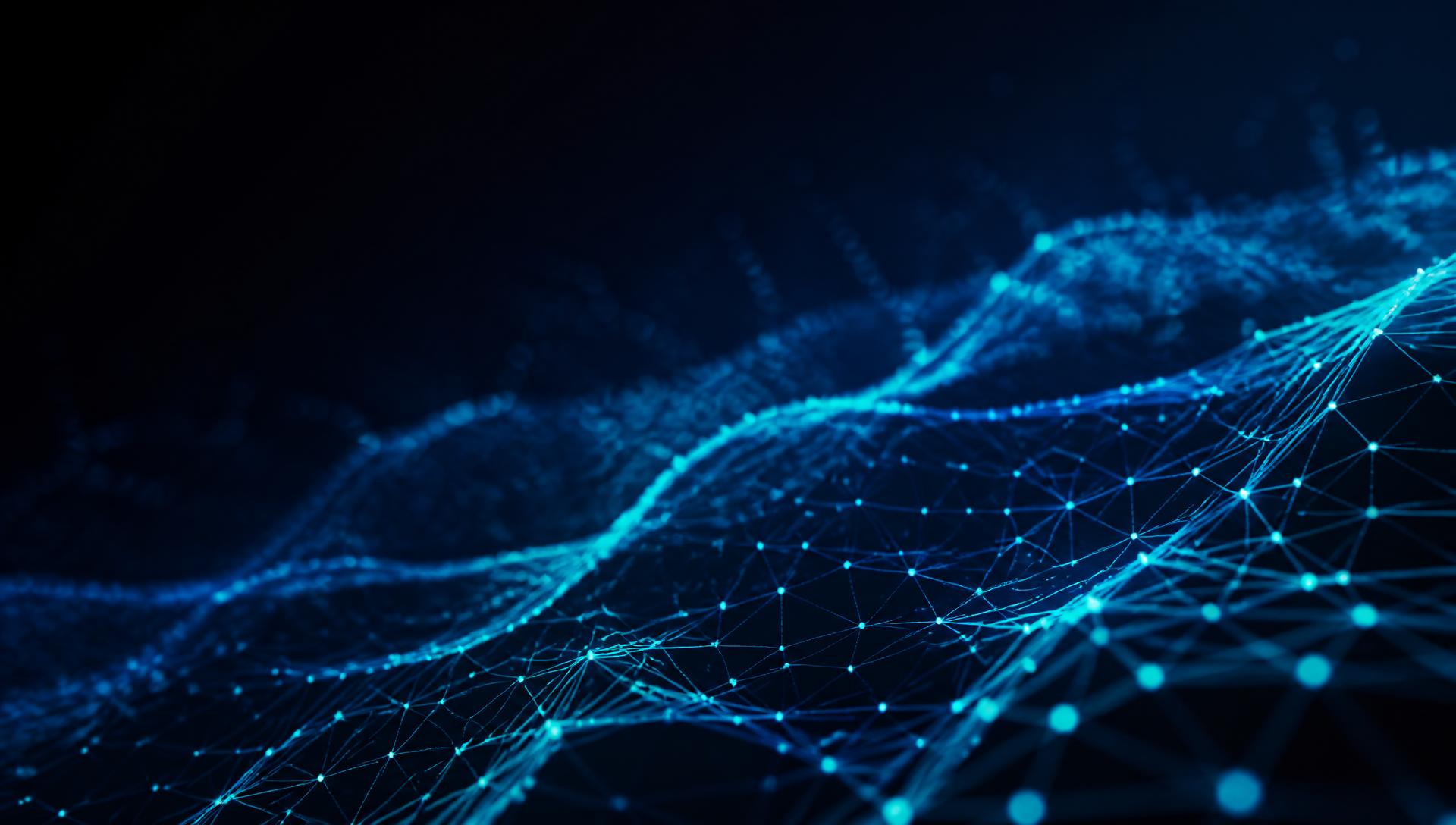 Glowing blue particle network artwork